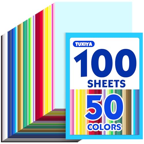 100 Sheets 8.5" X 11" Colored Cardstock, 50 Assorted Colors 230GSM/85LB Construction Paper Card Stock Printer Paper for Printing, Card Making, DIY Crafts, Kids School Supplies,Party Decorations - size: 100P
