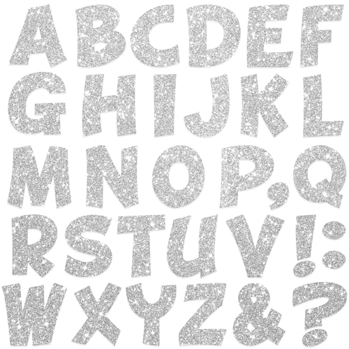 132Pcs Silver Letter Stickers Glitter Bulletin Board Letters 2.5Inch 12 Sheets Large Alphabet Stickers Self Adhesive Vinyl Poster Boards Letters for Mailbox Classroom Home Decor (12,Silver,2.5 Inch) - color: Silver, size: 2.5 Inch