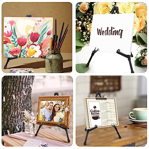 AROIC 3 Pack 14'' Tabletop Easels, Black Steel Table Top Easels for Display, Adjustable Portable Table Top Easel for Paintings, Signs, Posters,Frame Pictures(with 3 Bags) - style: 3P