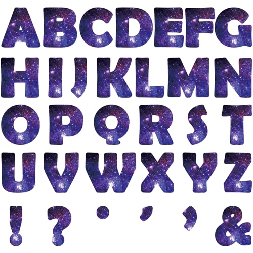 Qyeahkj 150 PCS Large 6" Font Bulletin Board Letters Outer Space Themed Punctuation Cutouts Combo Set Galaxy Letters Decoration Classroom Starry Sky Alphabet Poster for Home School Wall Display Decor - style: Starry Sky