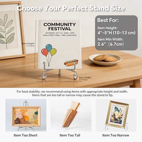 Artliving (2팩 10.2cm(4인치) 철 디스플레이 스탠드, 실버 소형 아이언 이젤 플레이트 디스플레이 포토 홀더 스탠드, 카드, 쿠키, 장식 접시, 아트워크 - color: 실버, size: 4 inch(2 pack)