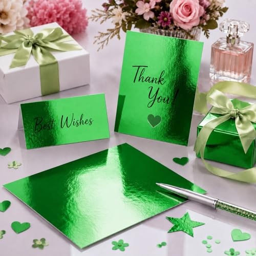 25 Sheets Metallic Grass Green Mirror Cardstock Paper 8.5 x 11 Shimmer Sheets 250gsm/92lb Heavyweight Scrapbook Paper for Certificates, Invitations, Greeting Cards, Crafts, Graduations - color: Green