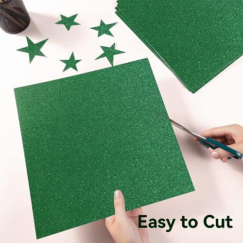 Green Glitter Cardstock 12 x 12, Paper for Cricut, Thick Card Stock for Card Making, Scrapbooking, Craft(250Gsm 30Sheets) (Green)… - color: Green