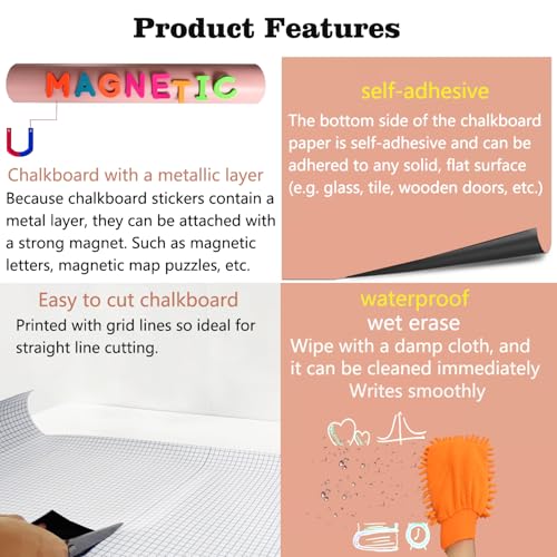 Magnetic Arch Wall Decal 39.3"x17.5" Chalkboard Contact Paper Peel and Stick Self Adhesive Magnetic Wall Board Sticker with 36 Magnet Letters for Offices Chalkboard Wallpaper Roll - color: Camel Pink