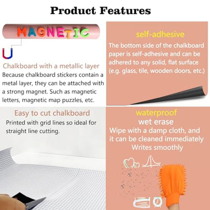 Magnetic Arch Wall Decal 39.3"x17.5" Chalkboard Contact Paper Peel and Stick Self Adhesive Magnetic Wall Board Sticker with 36 Magnet Letters for Offices Chalkboard Wallpaper Roll - color: Camel Pink