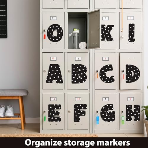 150 PCS Large 7" Bulletin Board Letters Set, Black White Polka Dots Classroom Alphabet Cutout Letter for Bulletin Board Display Home School Class, A Great Helper to Inspire Students' Learning Interest - style: black & white dots