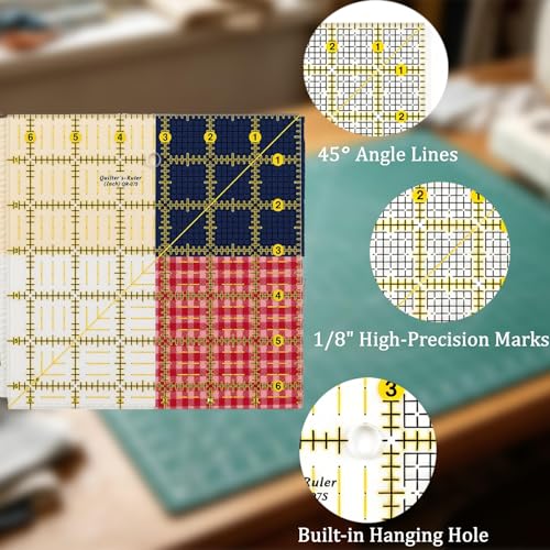 6-1/2" x 6-1/2" Non-Slip Square Quilting Ruler (6.5''×6.5'') - size: 6.5''×6.5''