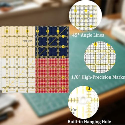 6-1/2" x 6-1/2" Non-Slip Square Quilting Ruler (6.5''×6.5'') - size: 6.5''×6.5''