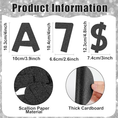 266 Pcs Letters Combo Pack Set Glitter Bulletin Board Letters Black Letters and Number Accents for Kids Bulletin Board Display Home School Classroom Decor - style: Black pattern