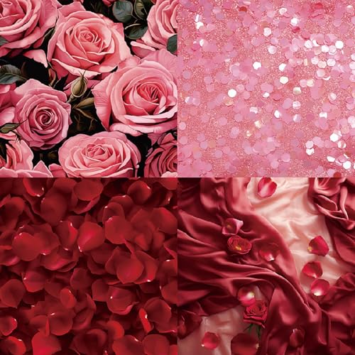 Romantic Scrapbooking Paper Pad, 6 x 6 Inch Red Rose & Heart 160gsm Cardstock Paper for Scrapbooking, 24 Sheets Luxury Valentine Craft Paper for Wedding Guest Book, DIY Cards - color: 22030 - 6×6
