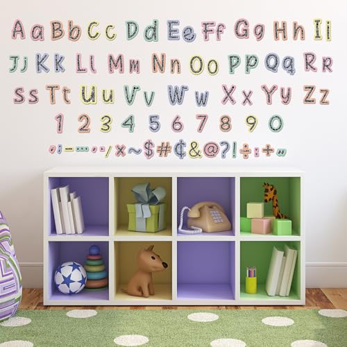 260 PCS Bulletin Board Letters for Classroom 4” Letters Combo Pack Set Pastel Composition Classroom Decorations Alphabet Numbers Symbols Letters for Bulletin Board Cutouts Card Decor - style: Pastel Composition