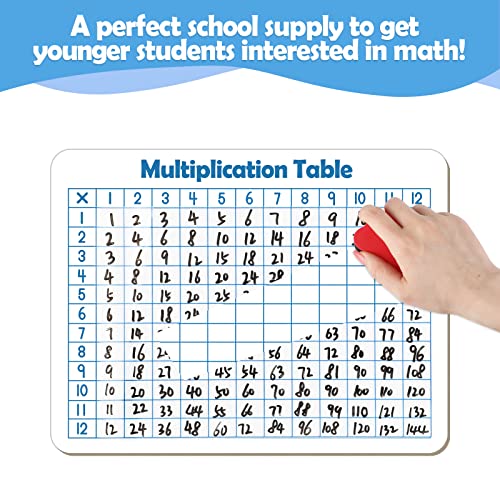 Dry Erase Multiplication Chart Whiteboard, 9" x 12" Multiplication Table Double-Sided Times Table, Math Manipulatives White Board for Kids Students, Classroom and Home, Small White Board Dry Erase - style: Multiplication