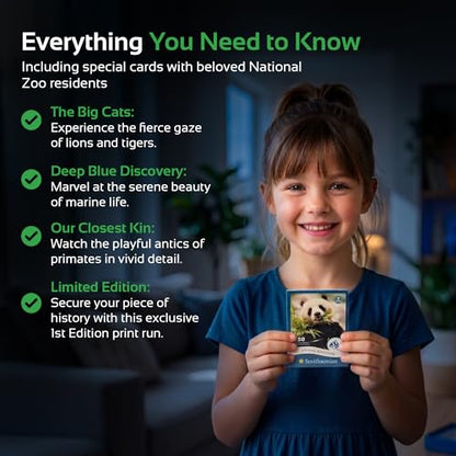 Parkside Curiosity Cards - Animal Kingdom Collectible Trading Cards - 50 Wildlife Flash Cards for Girls & Boys - STEM Learning Flashcards for Kids with Smithsonian Zoo Animal Facts - Made in USA