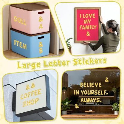 132Pcs Gold Letter Stickers Glitter Bulletin Board Letters 2.5Inch 12 Sheets Large Alphabet Stickers Self Adhesive Vinyl Poster Boards Letters for Mailbox Classroom Home Party Deco(12,Gold,2.5 Inch) - color: Gold, size: 2.5 Inch