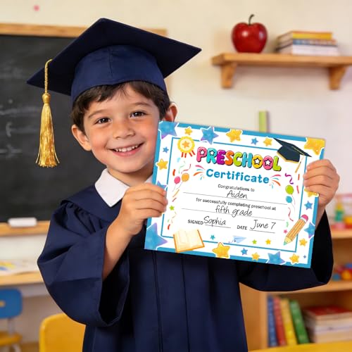 Preschool Kindergarten Diploma Graduation Certificates 30 Pcs Prek Preschool Graduation Diploma Certificate Achievement Award Certificate for Kids Student Teacher Preschools Graduations Gift Supplies - color: Preschool a