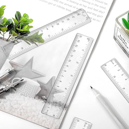 32 Pack 6 Inch Mini Rulers Bulk Plastic Small Rulers with Inches and Centimeters, Drafting Measuring Tool Set for Classroom Kids Student School Office Supplies(6 Inch,Clear) - color: Clear