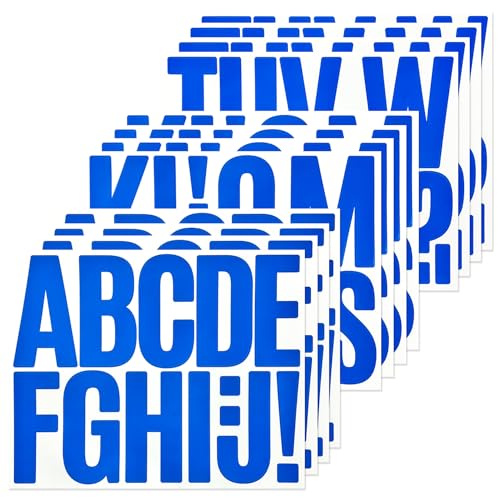 140 Large Alphabet Stickers, 12 Sheets 3 Inch Self-Adhesive Vinyl Letters Sticker Decals for Mailboxes, Doors, Trucks, Classroom Decor, Suitable for Indoor and Outdoor - Blue - color: Blue