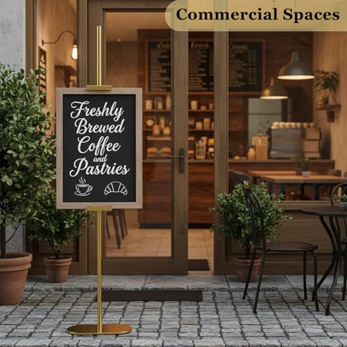 Easel Stand for Sign, Adjustable Display Stands for Frames up to 64", Gold Metal Floor Easels for Painting, Picture Frame Holder Easel for Art Signs Photos, Iron Easel with Base for Home Events