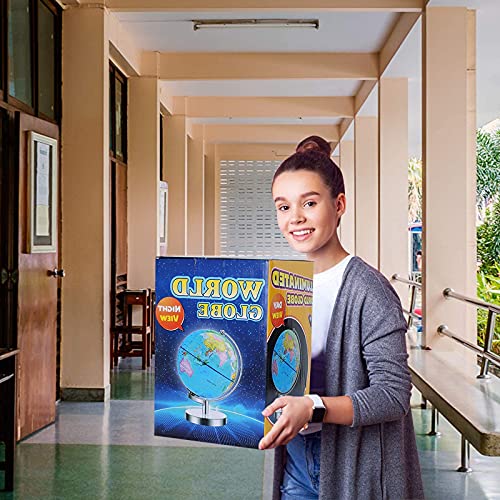 POOCCI 6 in1 Illuminated World Globe for Kids & Adults All Ages High Clear Map, Illuminates Educational Interactive STEM Toy, Light Up Kids Globe Lamp,Gifts For Boys And Girls - size: 9Inch