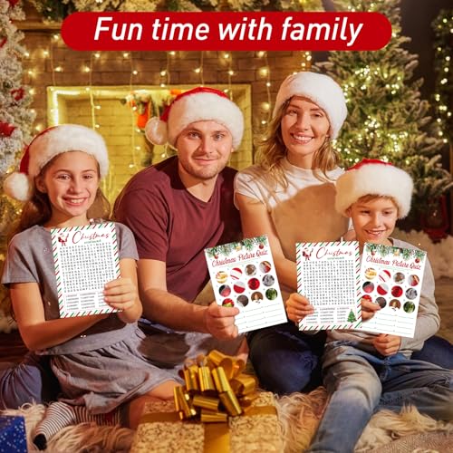 COCHIE 30 Players Christmas Party Games for Adults Family Office Large Groups, Xmas Parties Picture Quiz Game, Riddle Game, Christmas Word Search Games with Answer Key (Xmas Search) - style: XMAS Search
