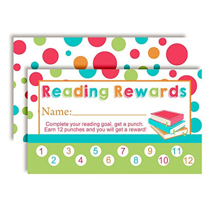 Reading Themed Reward or Prize Punch Cards for Parents & Kids,1 set of 10 3.5" X 2” Double Sided Cards by AmandaCreation - style: Reading