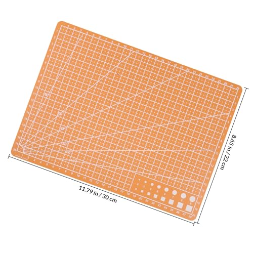 VILLCASE A4 Double-sided Cutting Mat for Crafts and Artist Carving, Orange Small Craft Cutting Board 30×22cm, Precision Sewing and DIY Work Mat for Hobbyists
