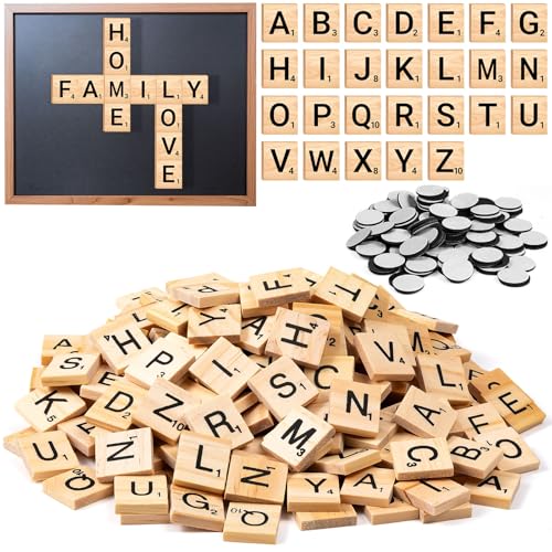 300 PCS Wood Magnetic Letter, Wooden Letter Magnets for Fridge Refrigerator Wall, Alphabet Tile Letters Magnetics for Fun Learning Decorative Game Board - color: 300pcs Off White