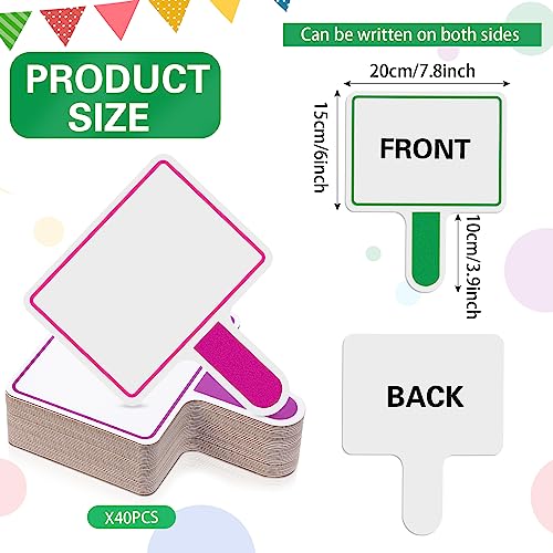 Crtiin 40 Pcs Colorful Dry Erase Paddles Auction Paddles Mini Dry Erase Board Small Handheld Double Sided Whiteboard Quick Response Answer Board for Student Teaching Classroom (Multi Color)