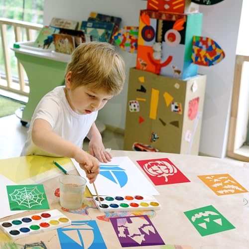 24 Pieces Stencils,Large Drawing Stencils Chalk Template,8 Inches Washable Shape Template Stencils Kit for Crafts,Painting Drawing (Halloween, 8 inch) - color: Halloween