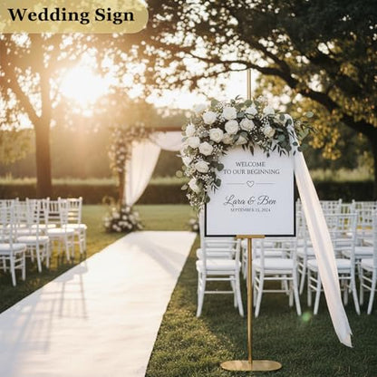 Easel Stand for Sign, Adjustable Display Stands for Frames up to 64", Gold Metal Floor Easels for Painting, Picture Frame Holder Easel for Art Signs Photos, Iron Easel with Base for Home Events