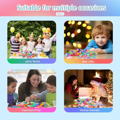 30PCS Party Favors for Kids,Bulk Fidget Toys, Birthday Party Toys, Small Classroom Prizes Box Fidgets Toys for Kids Toddlers Adult, Goodie Bag Stuffers, Treasure Chest, Bubbles Poppers (Square) - style: Square-30