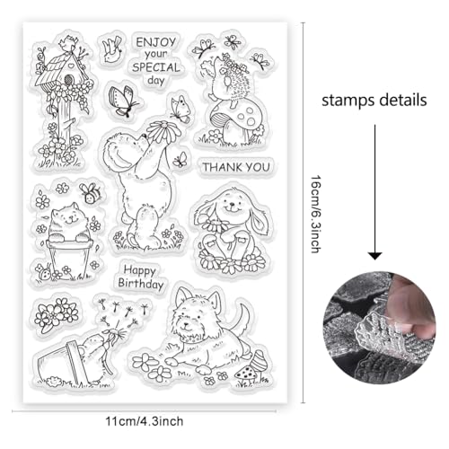 ORIGACH Spring Animals Clear Stamps for Cards Making DIY Scrapbooking Photo Album Decoration - style: Animals and Sentiments