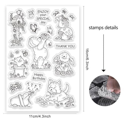ORIGACH Spring Animals Clear Stamps for Cards Making DIY Scrapbooking Photo Album Decoration - style: Animals and Sentiments