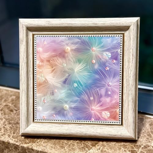 Dreamy Dandelion Feather Pearl Scrapbook Paper Pad - 24 Sheets Soft Pastel Gradient Designs - 15x15cm Square Craft Paper for Junk Journal Decoupage - color: Rainbow Feathers