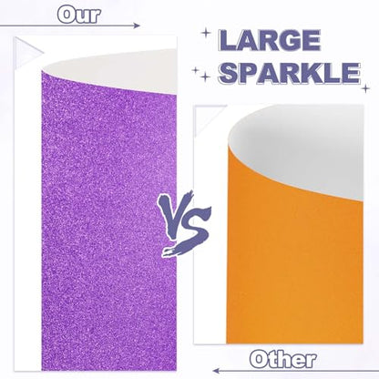 PATIKIL 20Sheets Purple Glitter Cardstock, 8.3x11.7 in A4 Glitter Paper Card Stock Shiny Scrapbook 250gsm Sparkly Paper Large Shimmer for Crafts Scrapbook DIY Art Wedding Party - color: Purple, size: 8.3x11.7 In