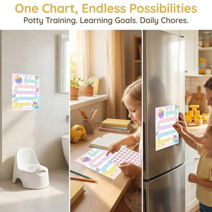 Pop It Theme Reward Chart for Kids, 20 Behavior Charts with 432 Stickers, Responsibility & Incentive Chart for Toddlers, Kids and Teens – A07 - style: Pop It Reward Chart