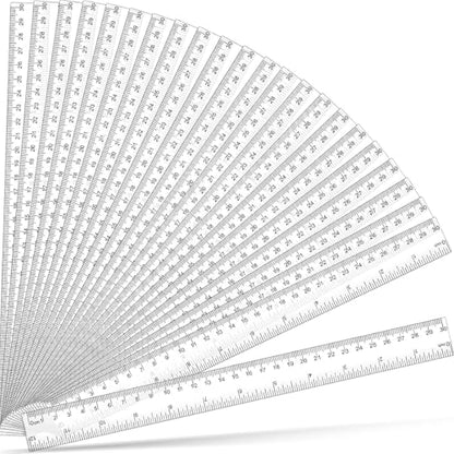 32 Pack Clear Plastic Ruler 12 Inch, Rulers Bulk for Classroom, Transparent Plastic Ruler with Centimeters and Inches, School Rulers for Kids Back to School Office Home Supplies