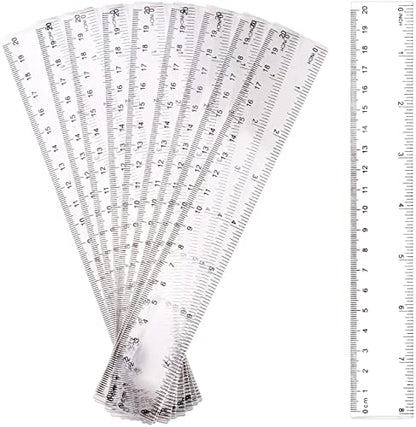 LUTER 10 PACK Clear Plastic Ruler 20cm 8inch Straight Ruler Transparent Plastic Ruler Kit Measuring Tool for Student School Office