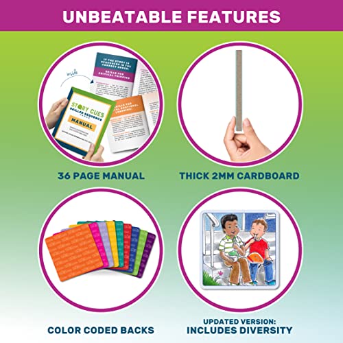 SkillEase Story Cues Skilled Sequencing Cards, Speech Therapy Materials, Social Skills Game, English Language Learners Games, Storytelling Cards, Sentence Building and Picture Cards - color: Story Cues 1