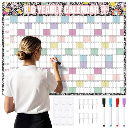 Thenshop 2026-2027 Dry Erase Wall Calendar Large 33'' x 44'' Big Academic Yearly Calendars for Wall Includes Laminated Calendar and Pins Marker for Schedule Planner Classrooms Home Office(Classic) - style: Classic