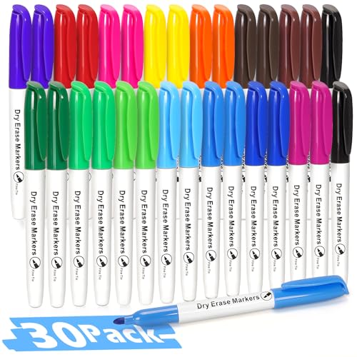 Duchong 30 Packs Dry Erase Markers in 15 Colors, Fine Tip Whiteboard Markers for Kids Teachers, Dry Erase Pens Bulk for Classroom Home, Back to School Supplies - color: Multicolor