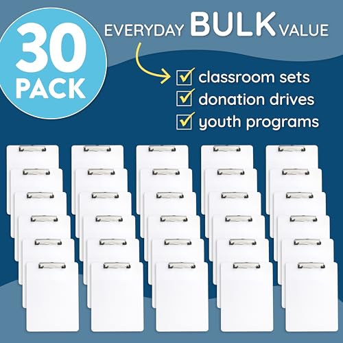 Blue Summit Supplies 30 Pack Dry Erase Clipboard, Whiteboard Clipboard for Classroom, White Board with Front Surface and Low Profile Clip, Designed for Classroom and Business Use