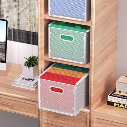 samstar 2 Pack Hanging File Organizer, Mesh File Folder Box Filing Box Cabinet Organizer Storage Boxes, Letter Size,White - size: 2 Pack White