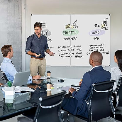XBoard Magnetic Whiteboard 60 x 48 Inch, Dry Erase Board for Wall with Silver Aluminum Frame Foldable Presentation Board - size: 60"W x 48"H