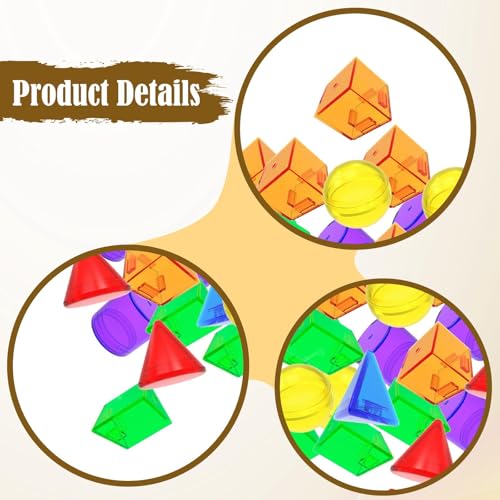 100Pcs Geometric Solids Learning Toys Classroom Accessories Translucent Pattern Blocks Geometric Shapes for Elementary Home