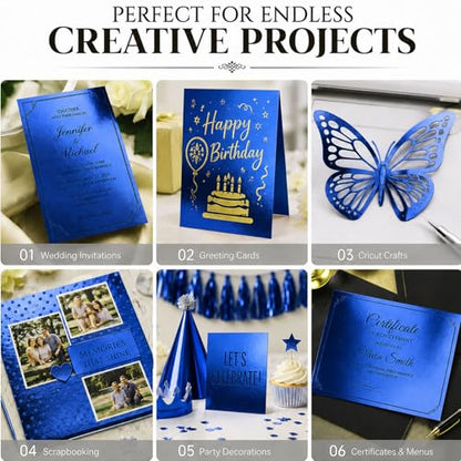 25 Sheets Metallic Blue Cardstock Paper Cardstock 8.5 x 11 Shimmer Sheets 250gsm/92lb Heavyweight Scrapbook Paper for Certificates, Invitations, Greeting Cards, Crafts, Graduations - color: Blue