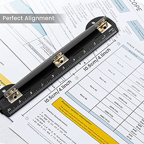 Eagle 3 Hole Punch, Portable Ring Binder 3 Hole Punch, Paper Puncher with Integrated Ruler, 5 Sheets Capacity, for Ring Binders, Office and School Supplies (Black) - color: Black