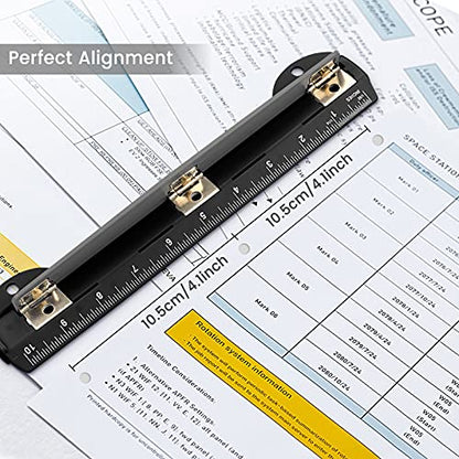 Eagle 3 Hole Punch, Portable Ring Binder 3 Hole Punch, Paper Puncher with Integrated Ruler, 5 Sheets Capacity, for Ring Binders, Office and School Supplies (Black) - color: Black