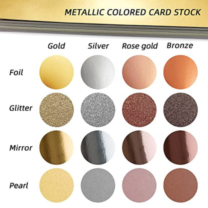 A4 Metallic Thick Cardstock, 32 Sheets 250 gsm Card stock Paper for Card making Scrapbook,School Projects, Shiny Metallic Cardstock Assortment Glitter, Mirror, Foil, Pearlescent