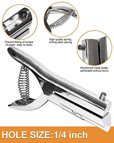 Hole Punch 1/4 Inch, Heavy Duty Single Hole Punch, Paper Card Portable Handheld Long Hole Puncher Single 2 Inch Reach Deep for PVC Paper ID Cards Plastic Cardboard (1/4"-6mm Hole) - style: 1/4"-6mm Hole